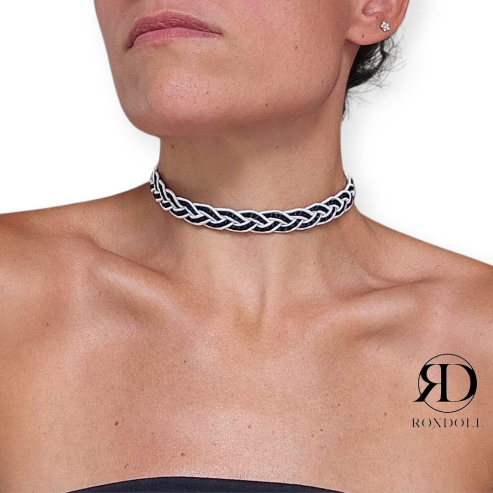 "Interwoven" Handmade Necklace Choker Upcycle Repurposed Adjustable